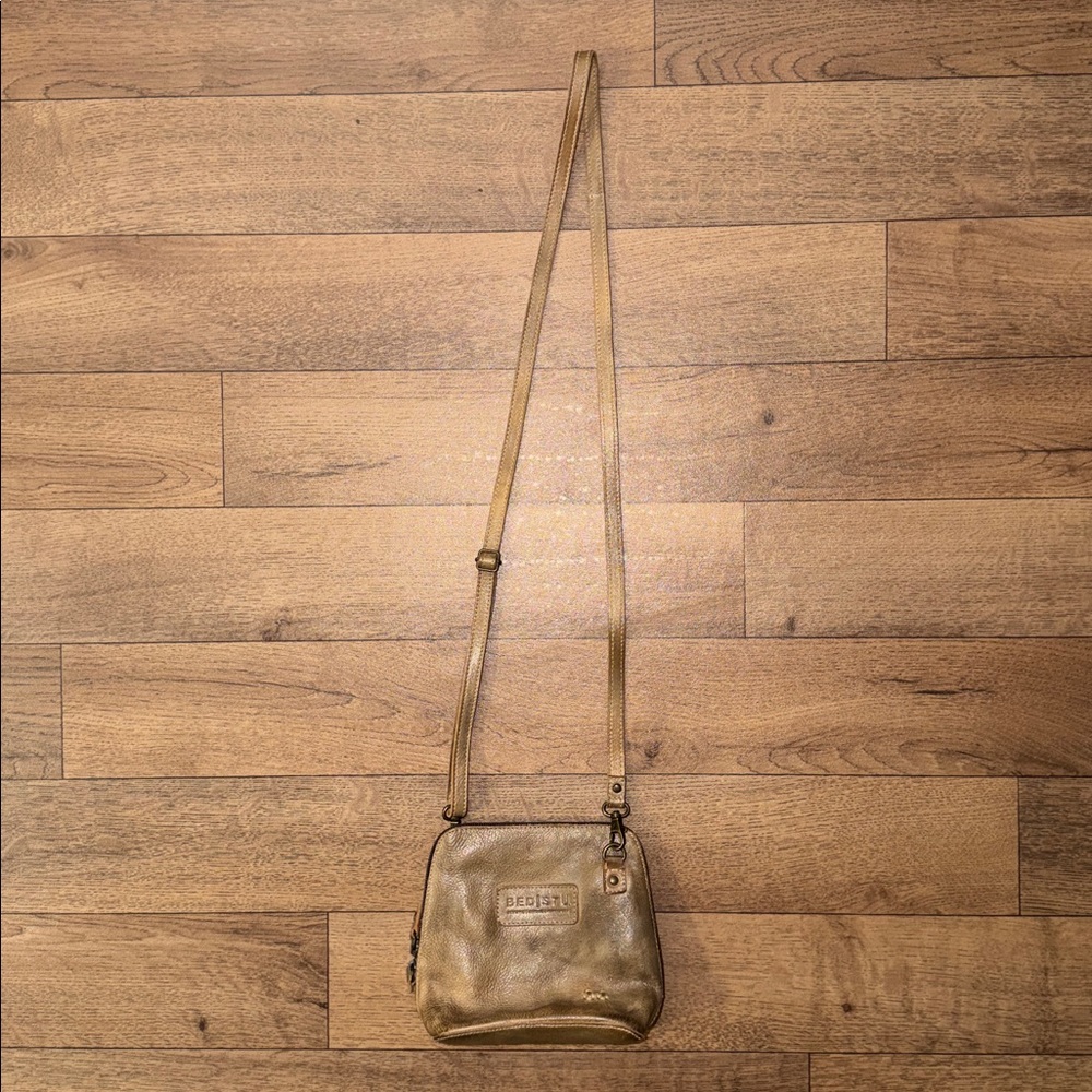 Bed Stu Metallic Gold Leather Crossbody Bag